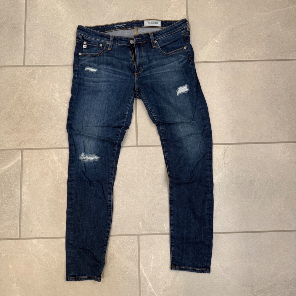 AG Adriano Goldschmied The Legging Ankle Super Skinny Distressed Jeans 30R Dark